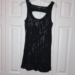 Miss Me M Black Burnout Floral Cutout Back Mini Dress Tunic Indie Sleaze Y2K